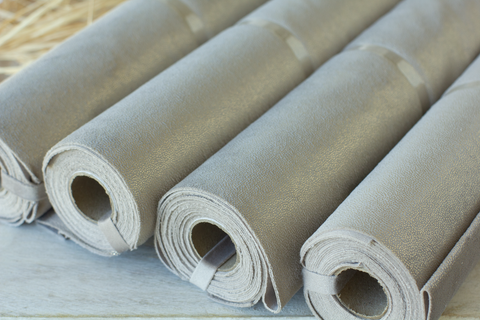 Stof fluweel - taupe/grijs met goud effect