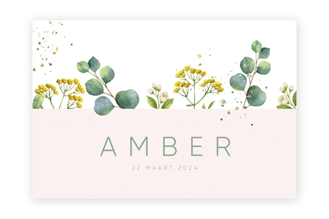 Geboortekaartje Amber - bloemen