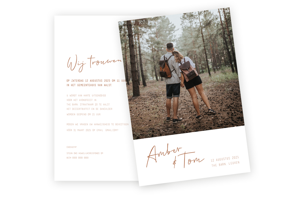 Huwelijksuitnodiging - Amber & Tom