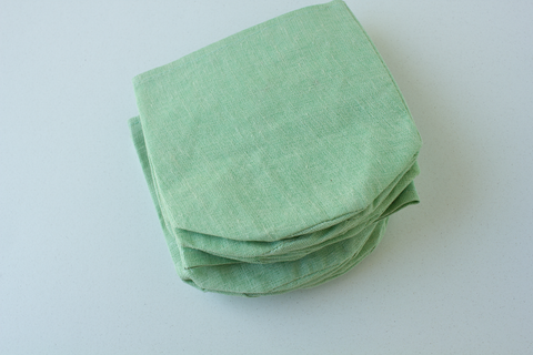 Linnen zak ronde bodem 'klein' - muntgroen - lot van 10