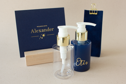 Zeepdispenser transparant met gouden pompje - per 6 ex.