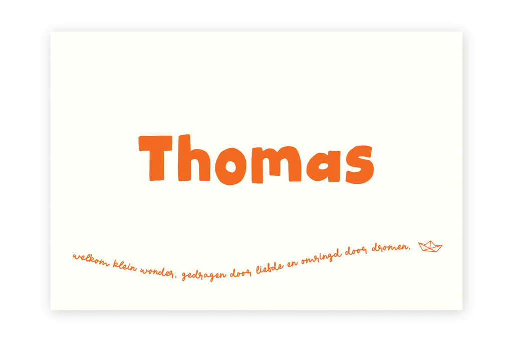 Geboortekaartje Thomas - bootje