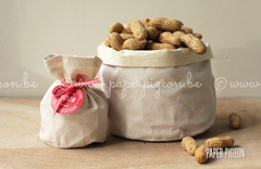 Linnen zak ronde bodem 'groot' - beige  - Paper Pigeon