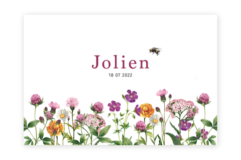Geboortekaartje Jolien - veldbloemen