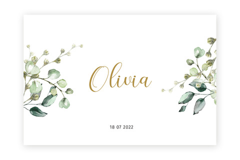 Geboortekaartje Olivia - eucalyptus