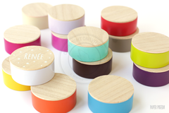 Rond blikje met houten deksel - per 10  - Paper Pigeon