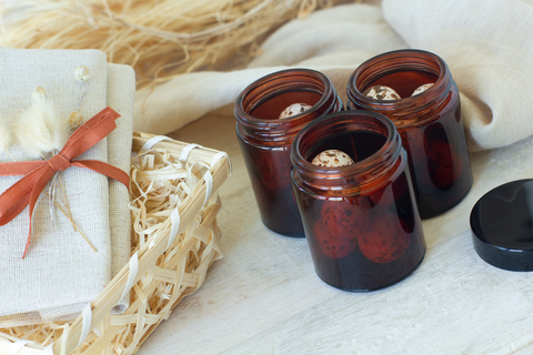 Glazen bokaaltje klein - amber - per 6 ex.