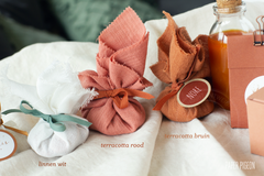 stof tetra doopsuikerzakjes buideltjes roos terracotta amandel