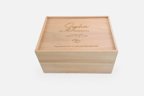Houten memory box met schuifdeksel