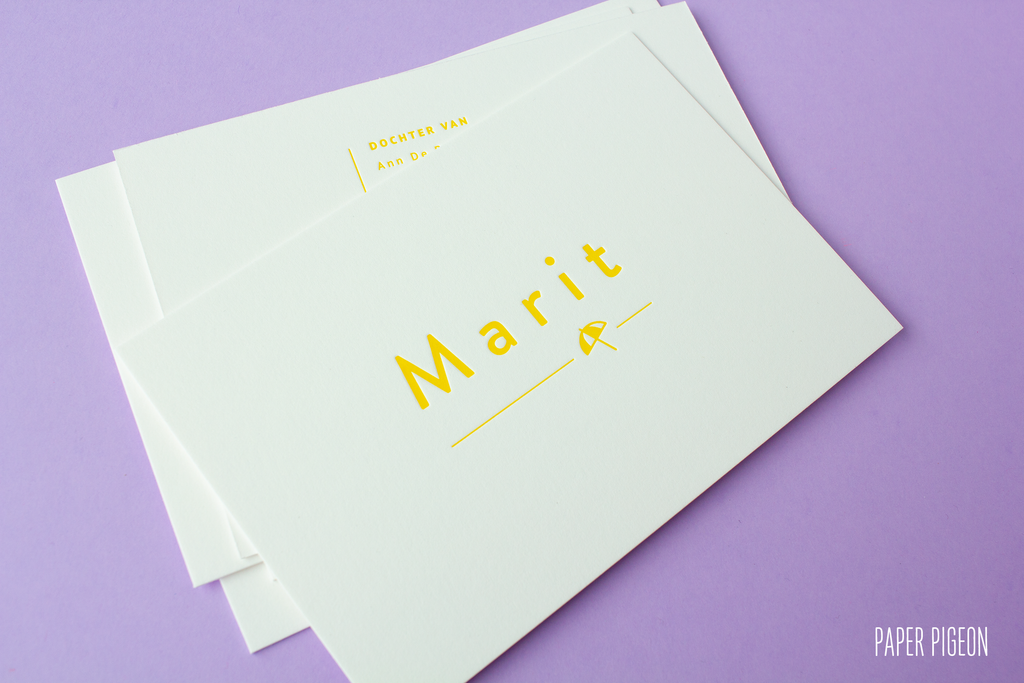 Geboortekaartje Marit - letterpress