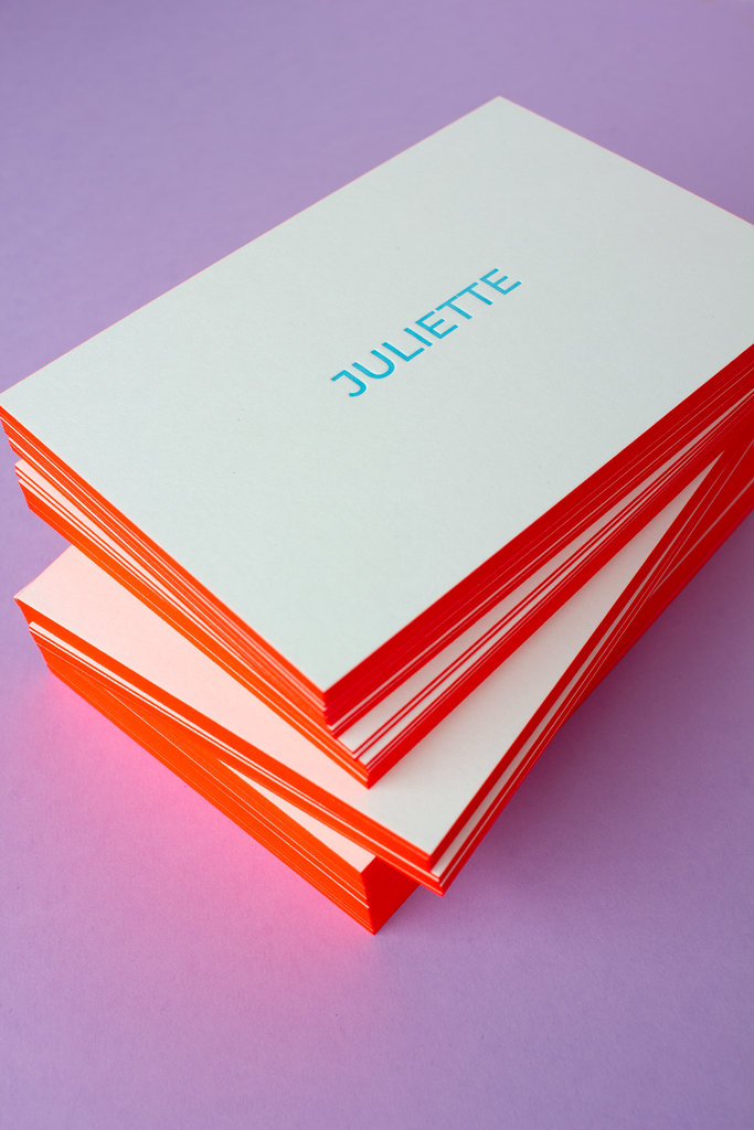 Geboortekaartje Juliette - letterpress - kleur op snee (rand)