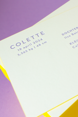 Geboortekaartje Colette - letterpress - kleur op snee (rand)