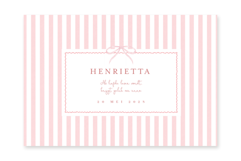 Geboortekaartje Henrietta - streepjes roos