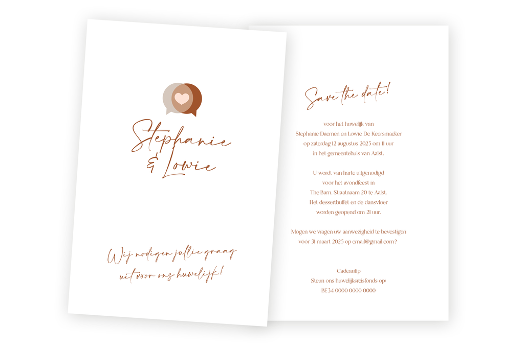 Huwelijksuitnodiging - Stephanie & Lowie