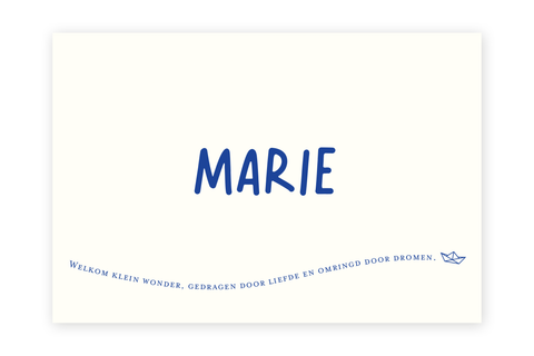 Geboortekaartje Marie - bootje