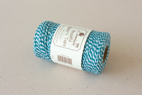 Bakkerskoord - petrolblauw/wit - 100 meter