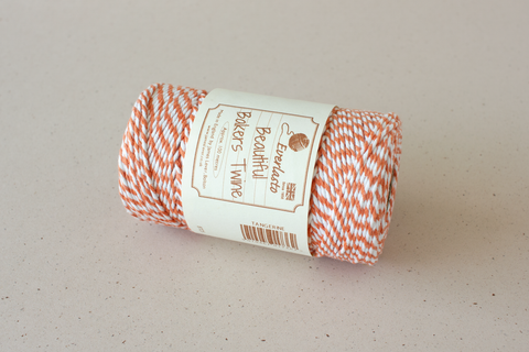 Bakkerskoord - terracotta/wit - 100 meter