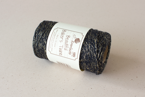 Bakkerskoord 'Zwart met goud sparkle' - 2 mm - per 20 of 100 m