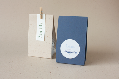 Blokbodemzakje met omslagkarton - indigoblauw - lot van 34 ex.