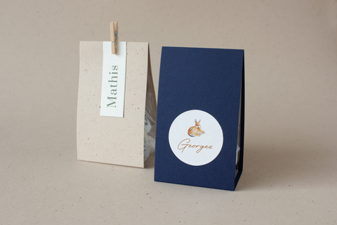 Blokbodemzakje met omslagkarton - marine 1 - lot van 30 ex.