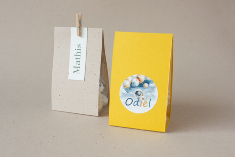 Blokbodemzakje met omslagkarton - zonnebloemgeel - lot van 11 ex.