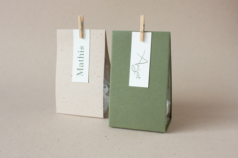 Blokbodemzakje met omslagkarton - olijfgroen 1 - lot van 14 ex.