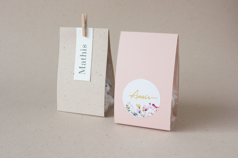 Blokbodemzakje met omslagkarton - oudroze 5 - lot van 10 ex.