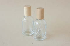 Glazen roomspray flesje met houten dop 50 ml - per 6 ex.