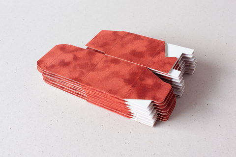 Kubusdoosje - fluweel roest/terracotta - lot van 10 ex.