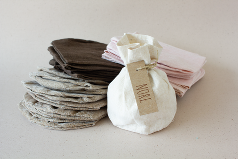 Zakje ronde bodem 'linnen' - Natural taupe - lot van 8 ex.