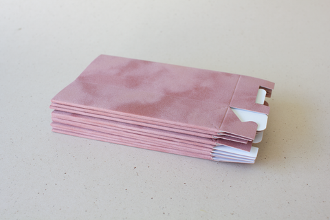 Tasje - fluweel oudroze - lot van 10 ex.