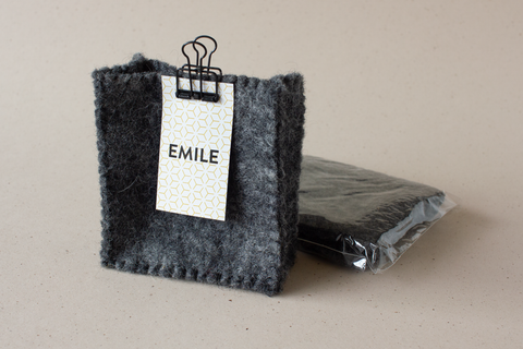 Vilten zakje vierkant - antraciet (donkergrijs) - lot van 7 ex.