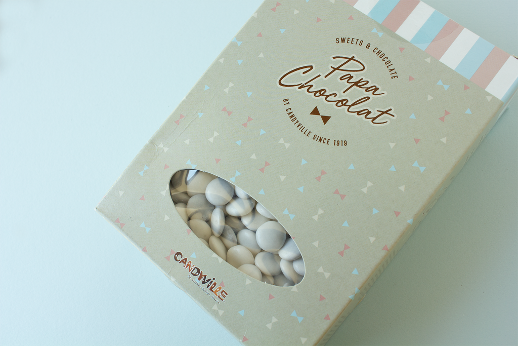 Uitverkoop voorraad - Smarties (confetti's) Papa Chocolat - wit glossy