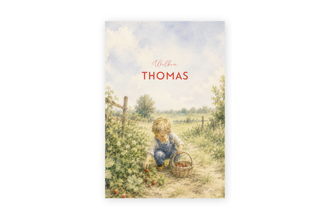 Geboortekaartje Thomas - aardbei (jongen)