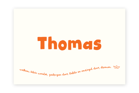 Geboortekaartje Thomas - bootje