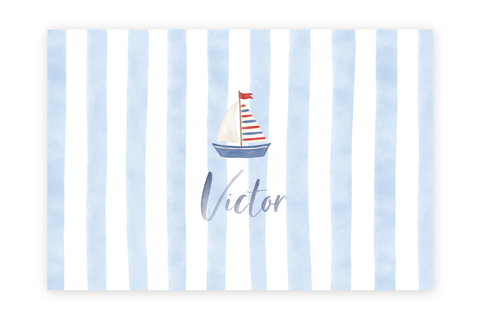 Geboortekaartje Victor - bootje aquarel