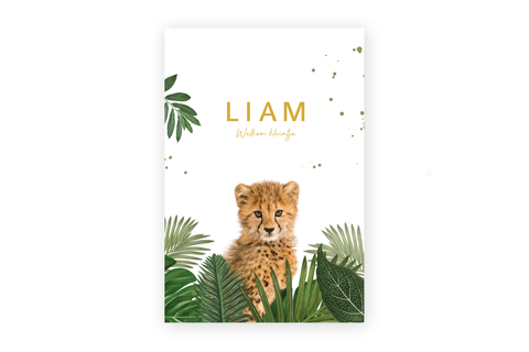 Geboortekaartje Liam - cheetah