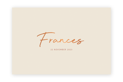 Geboortekaartje Frances - koperfolie