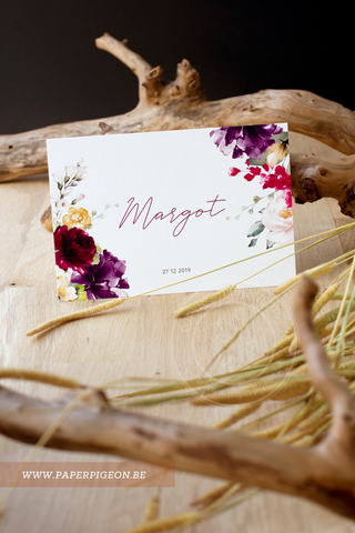 Geboortekaartje Margot - bloemen