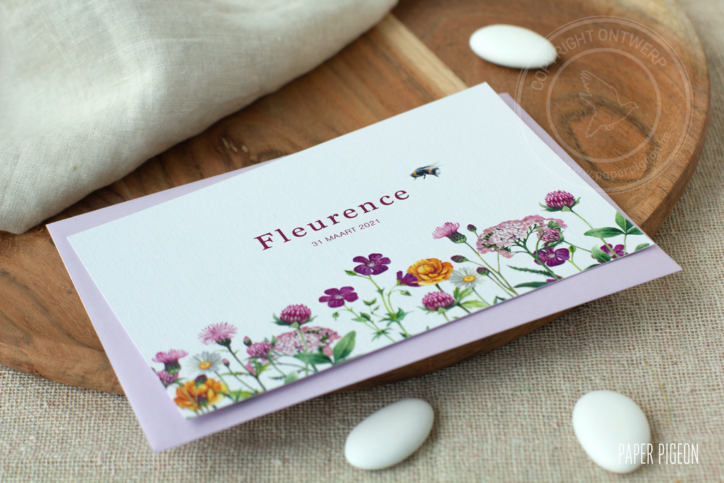 Geboortekaartje Fleurence - veldbloemen
