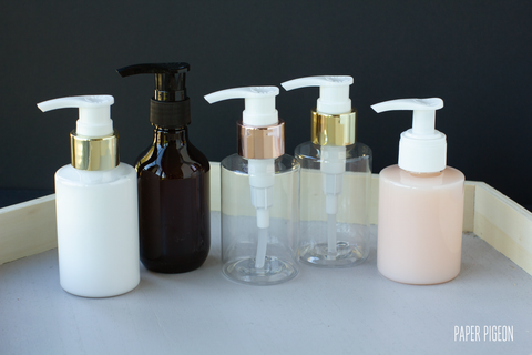 Zeepdispenser transparant met rosegold pompje - lot van 16 stuks