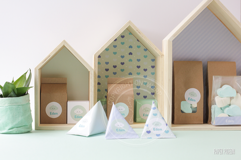 Set van 3 houten huisjes