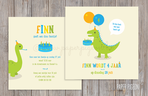 Uitnodiging dinosaurus (verjaardag,...)